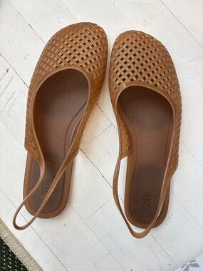 Zara Brown Jelly Slingback Flats